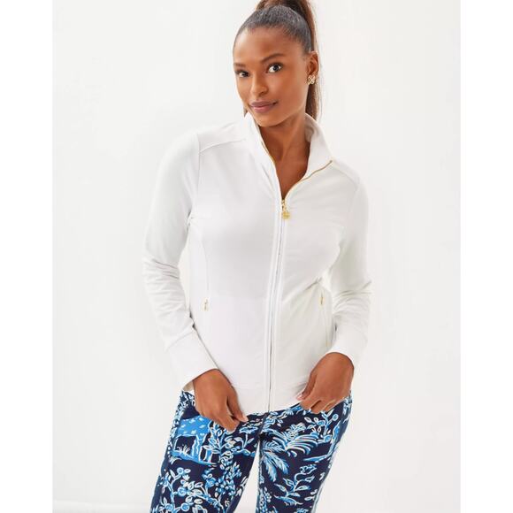 LILLY PULITZER UPF 50 Delphine Zip-Up Jacket Resort White Sz XL Embroidered {N9} - Picture 2 of 9